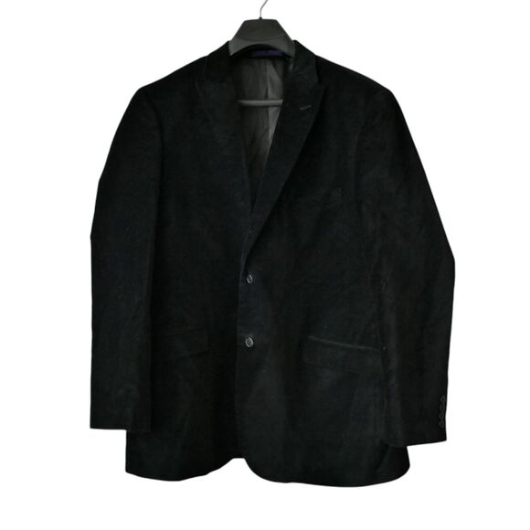 Portabella Fashion Slim Fit Black Velvet Blazer Men's 48L Dark Romantic Academia - Picture 1 of 5